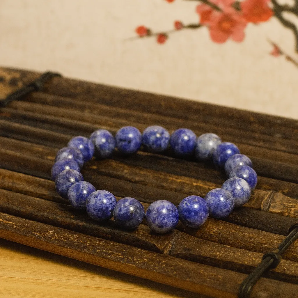 Bracelet en Pierre Bleue Tachetée – Énergie des Reins & Clarté Mentale (MTC)